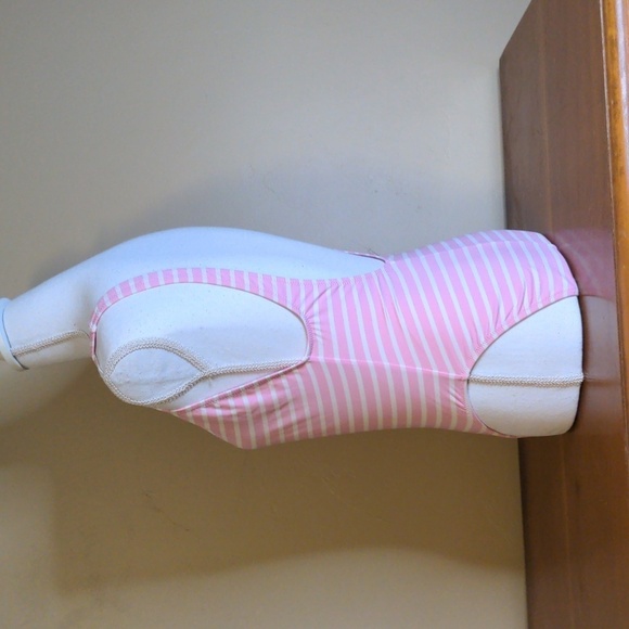 Preppy J.CREW One-piece Coastal PINK & WHITE Stripe Swim Suit - Picture 5 of 12